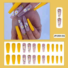 Load image into Gallery viewer, 24pcs 12 Different Size Yellow Coffin Acrylic Nails
