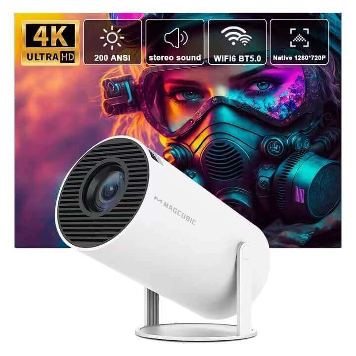 Auto Keystone Correction Mini Portable Projector, 4K/ 200 ANSI Smart  Projector with WiFi 6, BT 5.0, Screen Adjustment, 180 Degree Flip, Round  Design, Built-in Android OS 11.0 Home Theater Projector : 