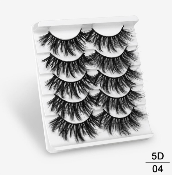 5Pairs 20-25mm 3D Faux Mink Hair False Eyelashes Natural