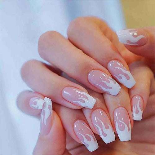 light pink short acrylic nails