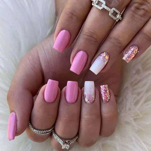 short light pink acrylic nails